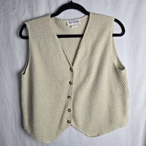 Vintage Two Twenty Medium Sweater Vest Basket Weave Textured Academia Hipster